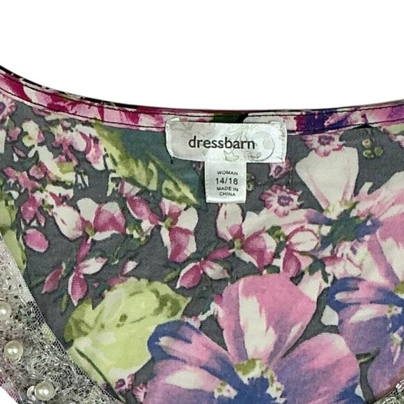 Dress Barn Cascade Ruffle Embellished Sleeveless Top Pink Purple Plus 14/16 - Picture 8 of 16